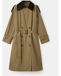 Mango - Corduroy Collar Double-breasted Trench Coat - Lyst