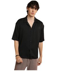 Campus Sutra - Onyx Solid Crinkle Oversized Shirt - Lyst