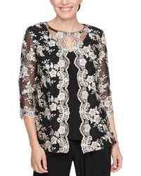 Alex Evenings - Lace 3/4-sleeve Layered-look Blouse - Lyst