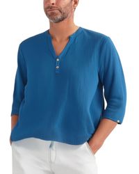 Kingsize - Big & Tall Gauze Mandarin Collar 3/4 Sleeve Shirt - Lyst