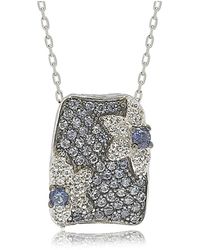 SUZY LEVIAN NEW YORK - Suzy Levian Sterling Silver Sapphire & Created White Sapphire Pave Floral Pendant Necklace - Lyst