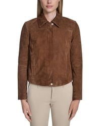 Cole Haan - Zip Front Suede Jacket - Lyst