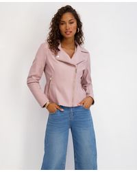 Kensie - Asymmetrical Pu Peplum Moto Jacket - Lyst