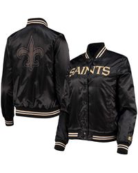 Starter Black New Orleans Saints Varsity Lover Satin Full-snap Jacket