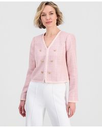 Tahari - V-neck Boucle-knit Jacket - Lyst