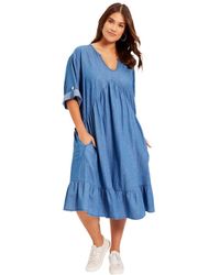 June + Vie - June + Vie June + Vie Ruffled Denim Dress - Lyst