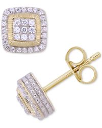 Macy's - Diamond Square Cluster Stud Earrings (1/4 Ct. T.w. - Lyst