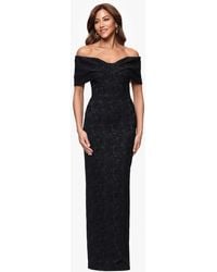 Betsy & Adam - Petites Jacquard Knit Off-the-shoulder Long Dress - Lyst
