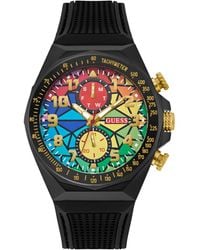 Guess - Multi-function Silicone Strap Watch - Lyst