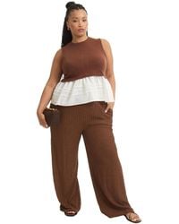 June + Vie - June + Vie Plus Size Knitted Pull-on Pants - Lyst