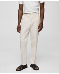 Mango - Striped Seersucker Cotton Slim-fit Suit Pants - Lyst
