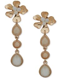 Lonna & Lilly - Gold-tone Stone & Bead Flower Linear Drop Earrings - Lyst