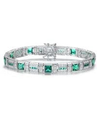 Genevive Jewelry - Rhodium Plated Cubic Zirconia Tennis Bracelet - Lyst