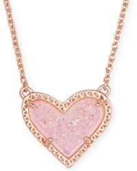 Kendra Scott - 14k Gold Plated And Genuine Stone Ari Heart Pendant Necklace - Lyst