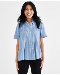 Style & Co. - Petite Pintuck Short-sleeve Button-front Shirt - Lyst