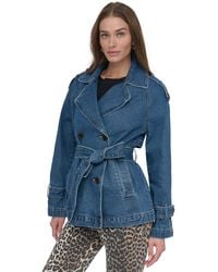 DKNY - Short Belted Double-breasted Trench Coat - Lyst