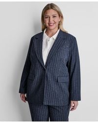 DKNY - Plus Size Long-sleeve Pinstripe Oversize One Button Blazer - Lyst