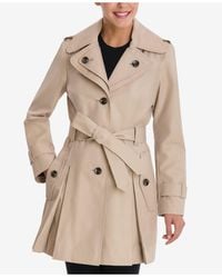 London Fog Hooded Belted Trench Coat - Natural