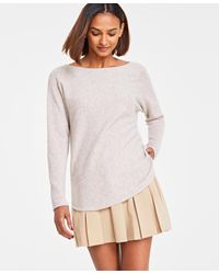 Charter Club Petite 100% Cashmere Shirttail Sweater in Blue | Lyst