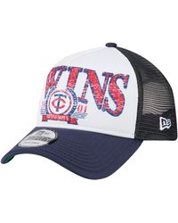 KTZ - White/navy Minnesota Twins Distressed 9forty A-frame Adjustable Trucker Hat - Lyst