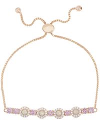 Macy's - Simulated Opal And Pink Cubic Zirconia Round Adjustable Bolo Bracelet - Lyst