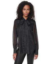 DKNY - Long-sleeve Polka-dot Tie-neck Blouse - Lyst
