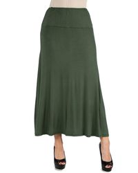 24seven Comfort Apparel - Elastic Waist Solid Color Maxi Skirt - Lyst