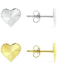 Giani Bernini - 2-pc. Set Textured Heart Stud Earrings In Sterling Silver & 18k Gold-plate, Created For Macy's - Lyst