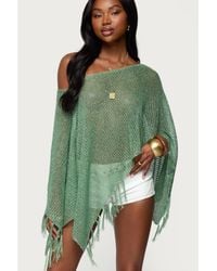 Edikted - Sequin Fringe Knit Poncho - Lyst