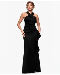 Xscape - Crisscross Halter Side-ruffled Gown - Lyst