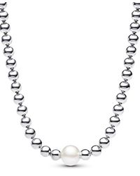 PANDORA - Sterling Sparkling Treated Freshwater Cultured Pearl Beads Collier Necklace - Lyst