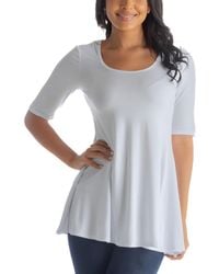 24seven Comfort Apparel - Elbow Sleeve Swing Tunic Top - Lyst