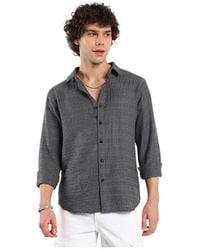Campus Sutra - Solid Textured Knit Shirt - Lyst