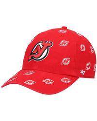 47 Brand '47 Red New Jersey Devils Confetti Clean Up Logo Adjustable Hat