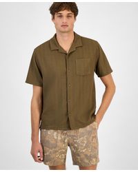 Sun & Stone - Sun + Stone Textured Chevron Knit Short Sleeve Button-front Camp Shirt - Lyst