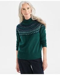 Style & Co. - Mock-neck Fair Isle Sweater - Lyst