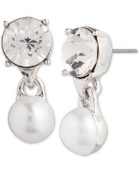 Givenchy - Silver-tone Crystal & Imitation Pearl Drop Earrings - Lyst