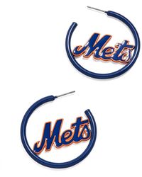 BaubleBar - New York Mets Enamel Hoop Earrings - Lyst