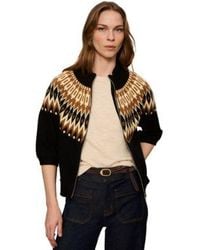 Sanctuary - Fairisle Zip Up Short Sleeve Semi Cropped Cardigan - Lyst