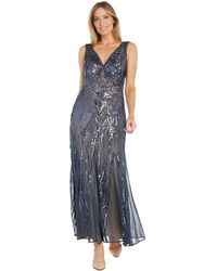 R & M Richards - Sequined V-neck Godet Gown - Lyst
