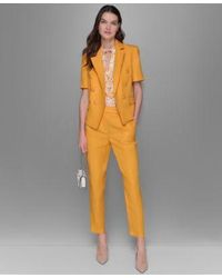 Karl Lagerfeld - Printed Flutter Sleeve Blouse Short Sleeve Jacket Slim Leg Pants - Lyst