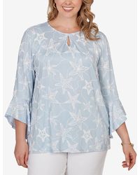 Ruby Rd. - Plus Size Starfish Puff Print Flutter Sleeve Top - Lyst