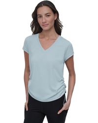 DKNY - Sport Crewneck Short-sleeve Side-ruched Top - Lyst