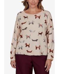 Ruby Rd. - Plus Size Ballet Neckline Allover Dog Print Long-sleeve Sweater - Lyst