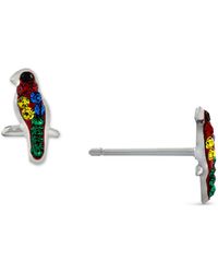 Giani Bernini Multicolor Crystal Parrot Stud Earrings In Sterling Silver, Created For Macy's - Metallic