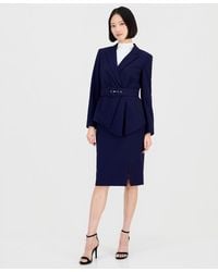 Tahari - Asymmetrical Belted Jacket & Pencil Skirt Suit Set - Lyst