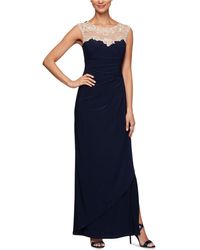 alex evenings embroidered illusion gown