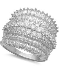 Giani Bernini Cubic Zirconia Multi Row Princess, Baguette & Pave Band (4-1/5 Ct. T.w.) In Sterling Silver Or 18k Gold Over Silver - Metallic