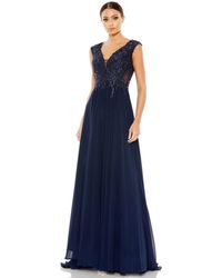 Mac Duggal - Appliqued Cap Sleeve Bodice Flowy Gown - Lyst
