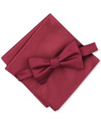 Alfani - Solid Textured Pre-tied Bow Tie & Solid Textured Pocket Square Set - Lyst